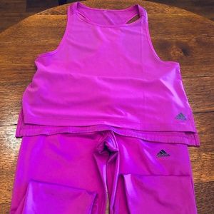 Adidas Women’s Fuchsia Workout top and bottom Med